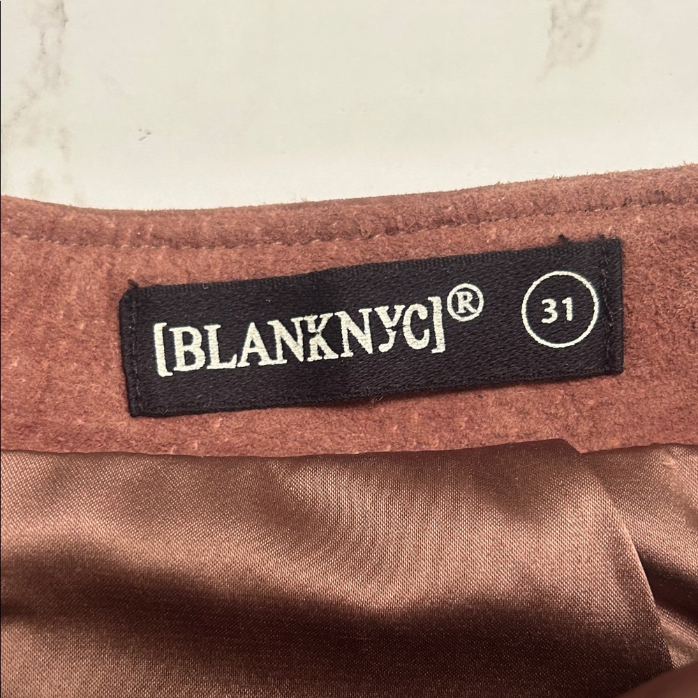 [BLANKNYC] Suede Leather Mini Skirt Rose Mauve Moto Zipper Size 31 US 12 Y2K 90s - Picture 2 of 4